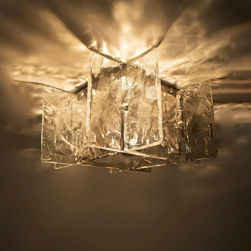 Moderne Plafondlamp met IJseffect Glas – Dimbaar E26/E27 – Ø30cm | Sansoti