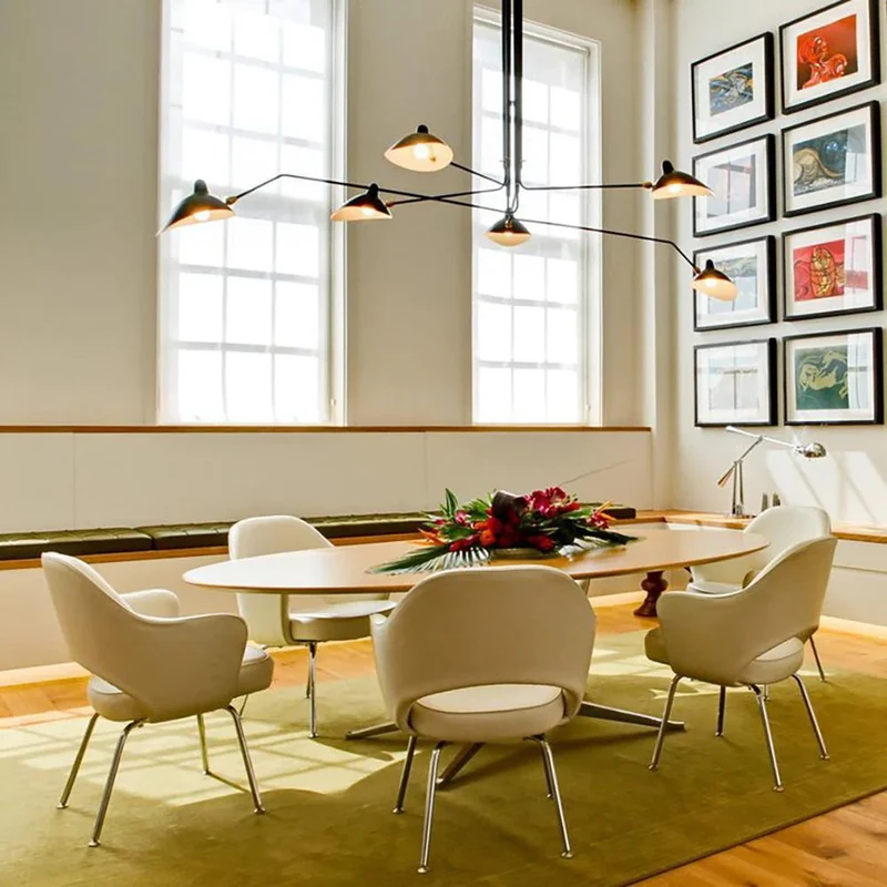 Verstelbare Spinlamp Multi-Arm Plafondlamp Industriële Design Messing Details Zwart Wit Scandinavisch Modern | Sansoti