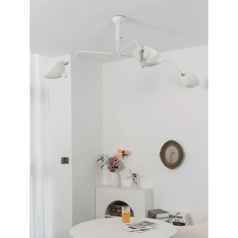 Verstelbare Spinlamp Multi-Arm Plafondlamp Industriële Design Messing Details Zwart Wit Scandinavisch Modern | Sansoti