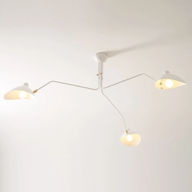 Verstelbare Spinlamp Multi-Arm Plafondlamp Industriële Design Messing Details Zwart Wit Scandinavisch Modern | Sansoti