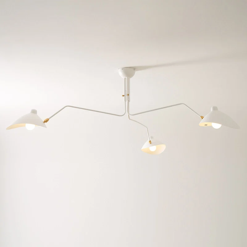 Verstelbare Spinlamp Multi-Arm Plafondlamp Industriële Design Messing Details Zwart Wit Scandinavisch Modern | Sansoti