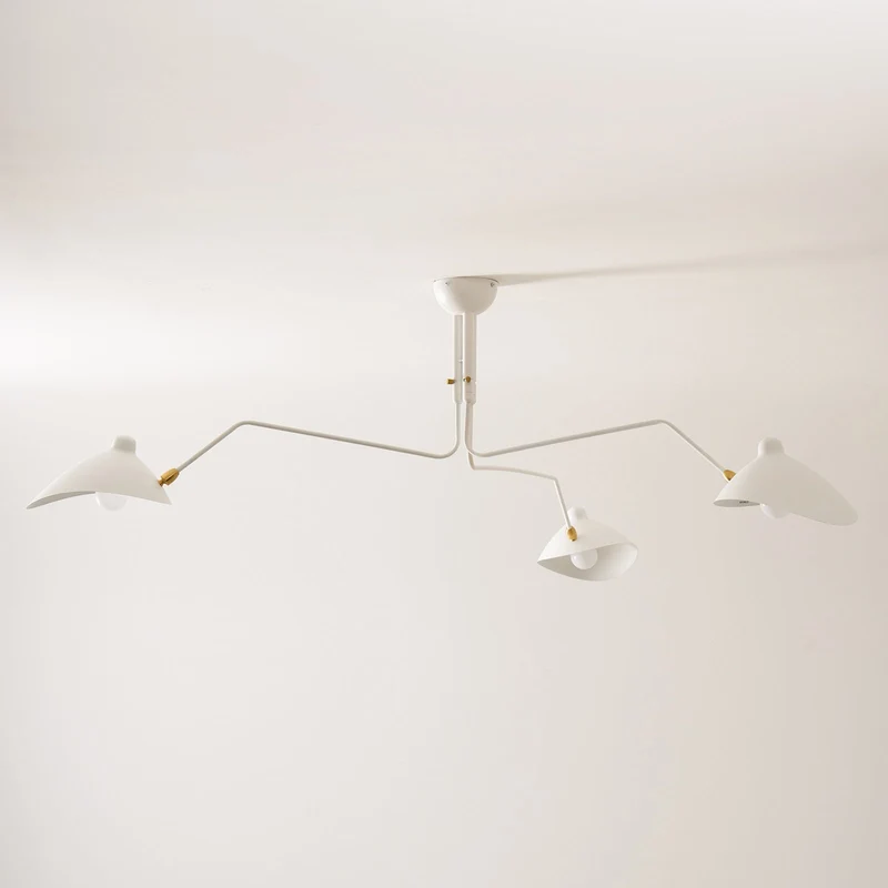 Verstelbare Spinlamp Multi-Arm Plafondlamp Industriële Design Messing Details Zwart Wit Scandinavisch Modern | Sansoti