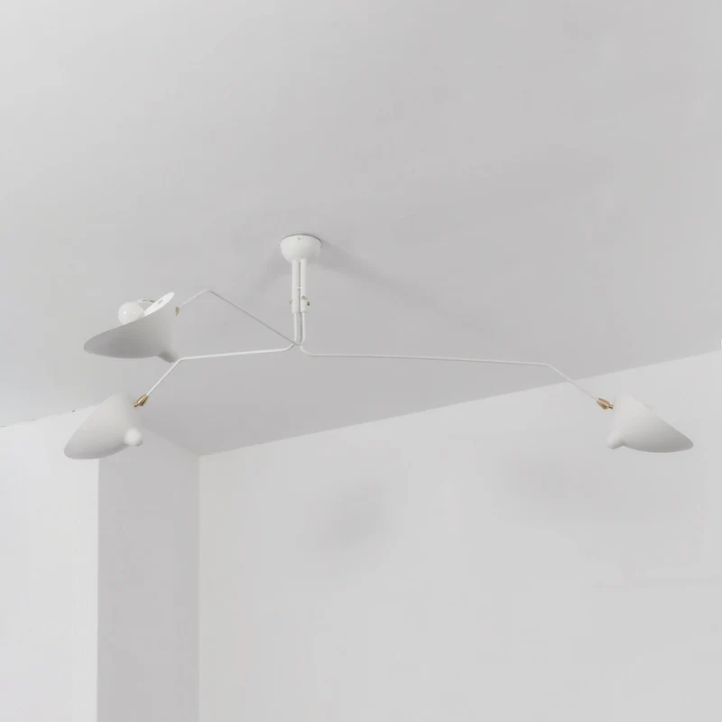 Verstelbare Spinlamp Multi-Arm Plafondlamp Industriële Design Messing Details Zwart Wit Scandinavisch Modern | Sansoti