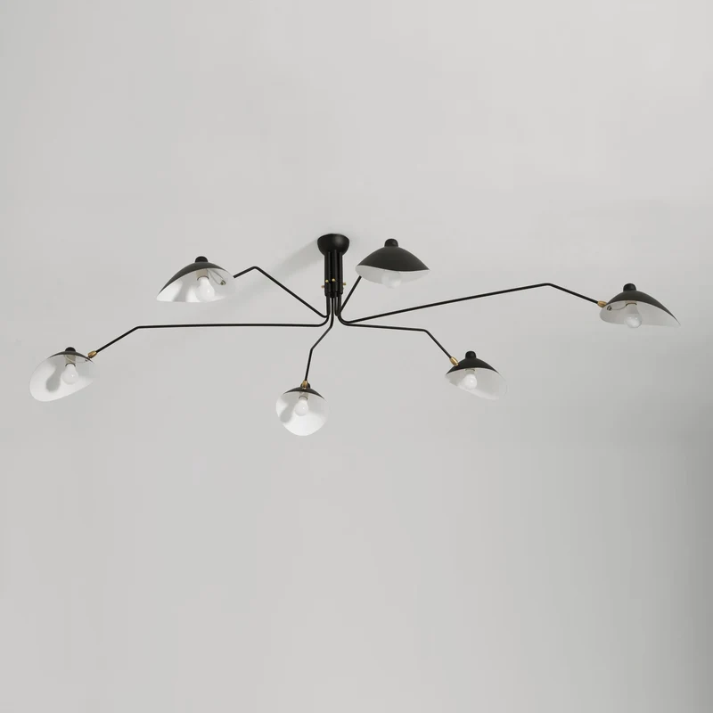 Verstelbare Spinlamp Multi-Arm Plafondlamp Industriële Design Messing Details Zwart Wit Scandinavisch Modern | Sansoti