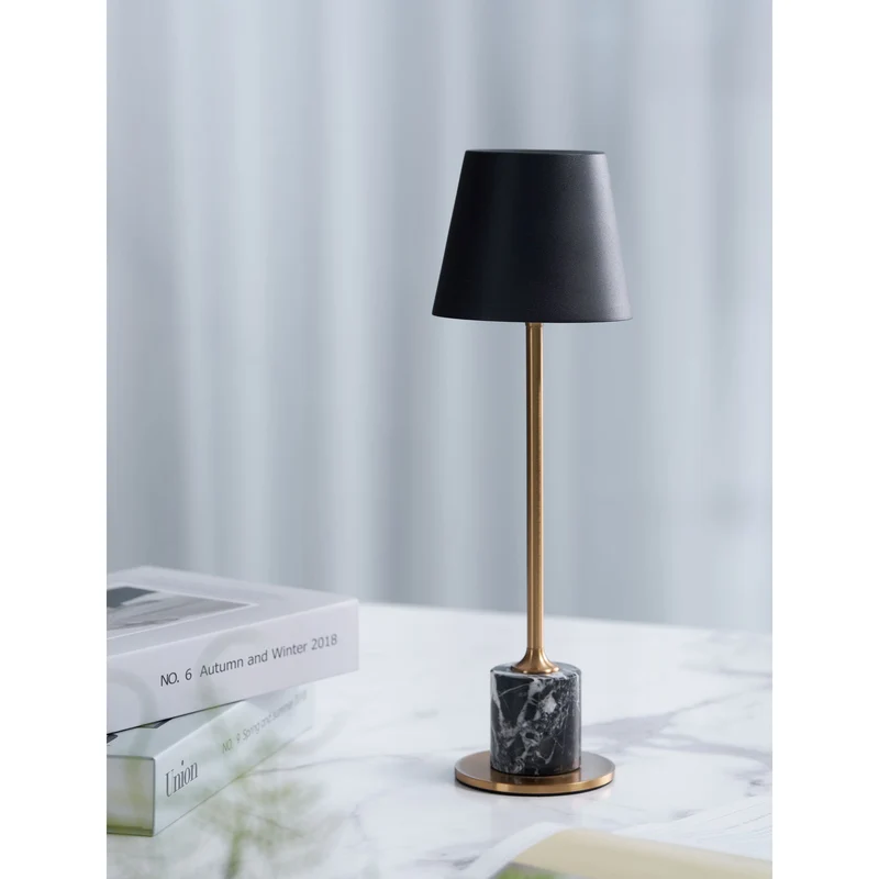 Draagbare Mini Tafellamp op Batterij met Marmeren Voet Ø10cm | Sansoti