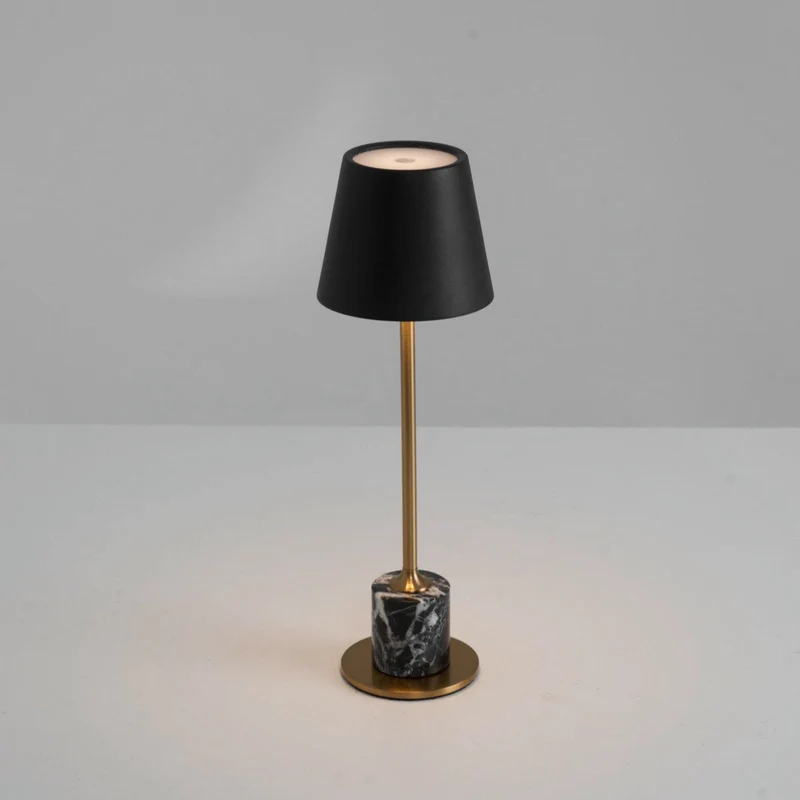 Draagbare Mini Tafellamp op Batterij met Marmeren Voet Ø10cm | Sansoti