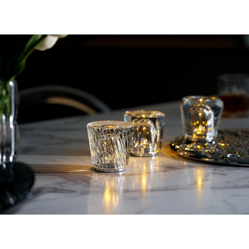 Diamant Kristal Tafellamp met Ingebouwde Accu – Draadloos & Dimbaar – Ø 8,2 cm × H 9 cm | Sansoti