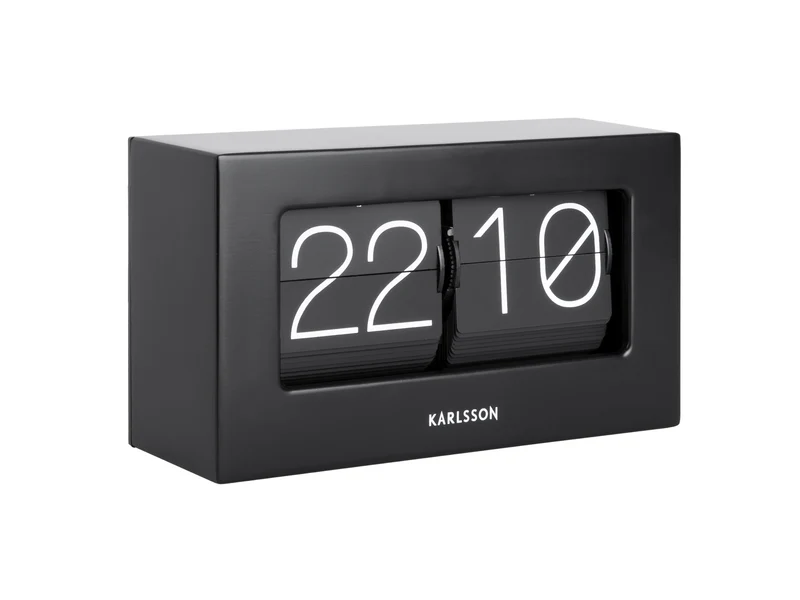 Karlsson Boxed Flip KA5620BK Tischuhr Schwarz • Klappzahlen-Anzeige • Geräuschloses Uhrwerk