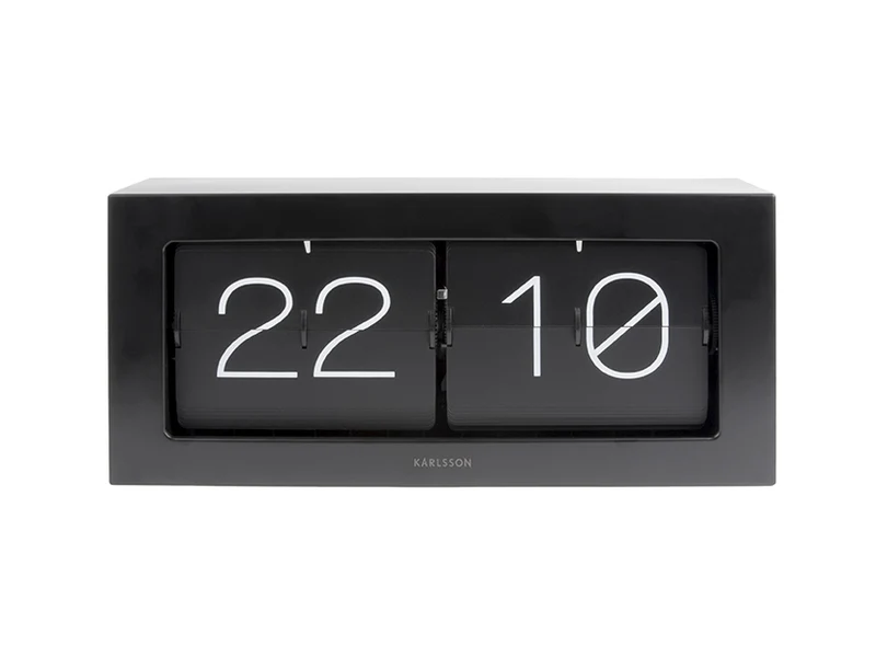 Karlsson Boxed Flip XL KA5642BK Tischuhr Schwarz • Klappzahlen-Anzeige • Stahl-Gehäuse