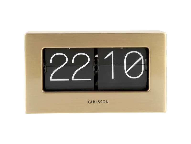 Karlsson Boxed Flip KA5620GD Tischuhr Gold • Klappzahlen-Anzeige • Tisch- und Wandnutzung
