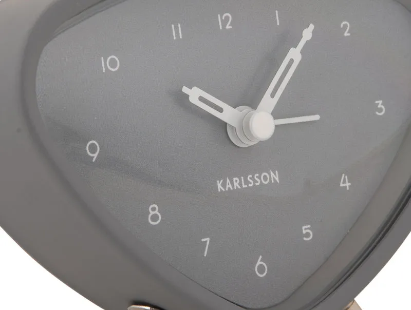 Karlsson Triangle KA5946GY Wecker Mausgrau • Dreieckiges Eisengehäuse • Modernes Design