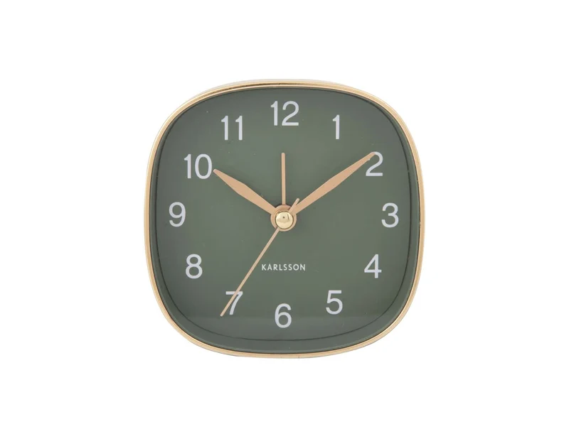 Karlsson Travel Square KA5957GR Wecker Dschungelgrün • Geräuschloses Sweep-Uhrwerk • Kompakter Reisewecker