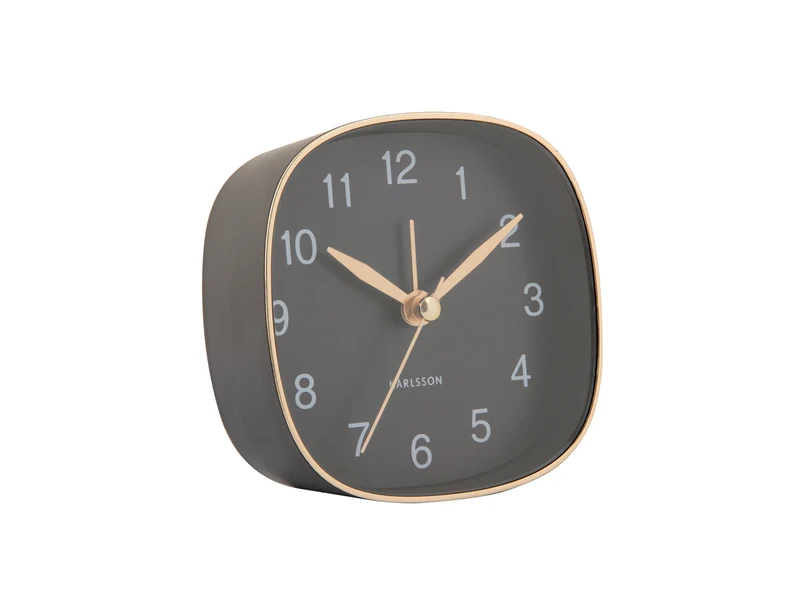 Karlsson Travel Square KA5957BK Wecker Schwarz • Geräuschloses Sweep-Uhrwerk • Kompakter Reisewecker