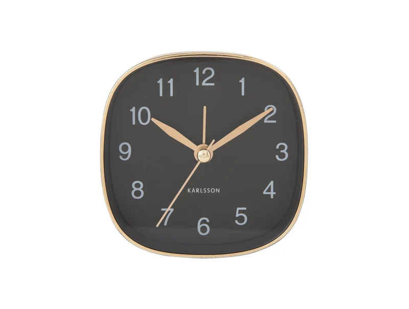 Karlsson Travel Square KA5957BK Wecker Schwarz • Geräuschloses Sweep-Uhrwerk • Kompakter Reisewecker