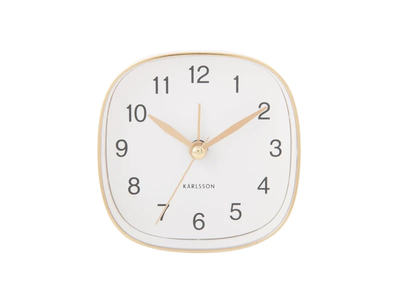 Karlsson Travel Square KA5957WH Wecker Weiß • Geräuschloses Sweep-Uhrwerk • Kompakter Reisewecker