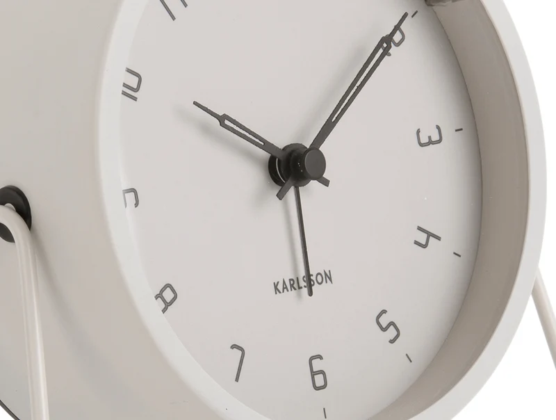 Karlsson Stark KA5952WG Wecker Warmgrau • Geräuschloses Sweep-Werk • Lichtfunktion