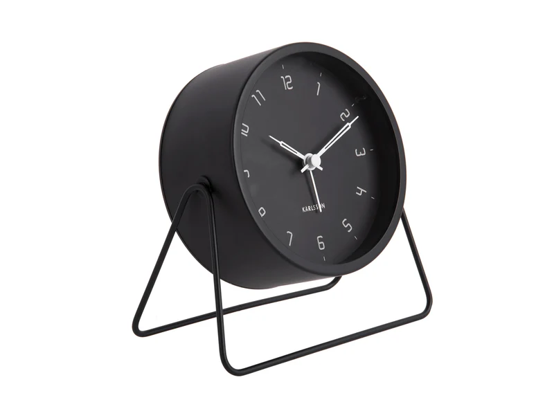 Karlsson Stark KA5952BK Wecker Schwarz • Geräuschloses Sweep-Uhrwerk • Lichtfunktion