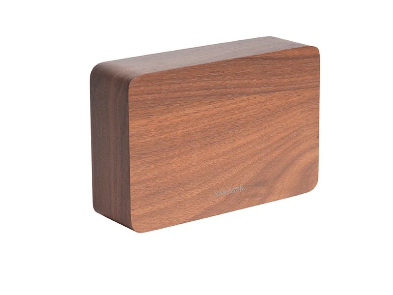 Karlsson Square KA5653DW Wecker Dunkelholz • LED-Display mit Datum & Temperatur • USB-betrieben