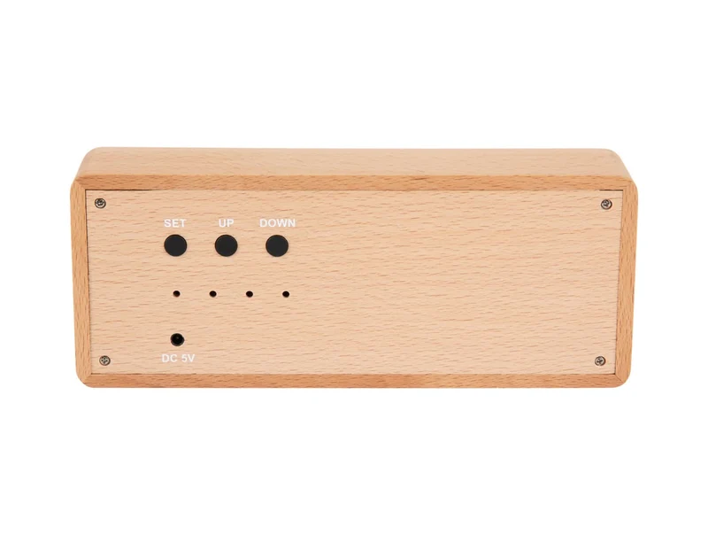 Karlsson Solid Wood Engraved KA6024WD Wecker Hellholz • LED-Zeitanzeige • Eingraviertes Design