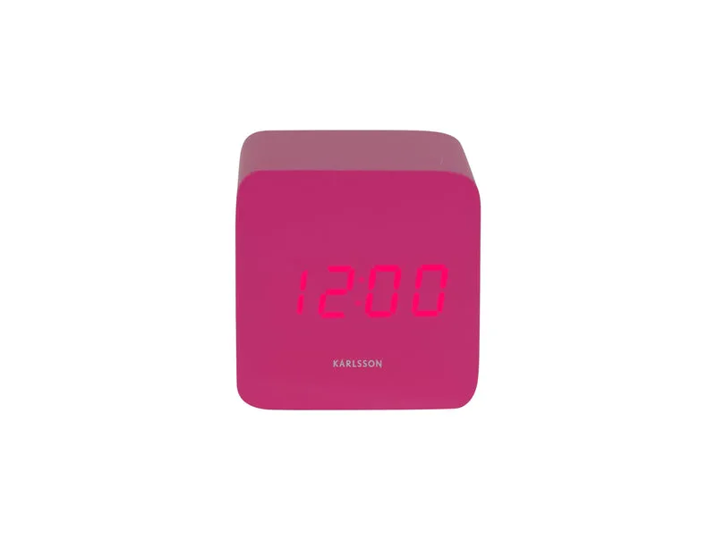 Karlsson Spry Square KA5982BP Wecker Leuchtendes Rosa • LED-Display mit Temperatur • USB-Netzbetrieb