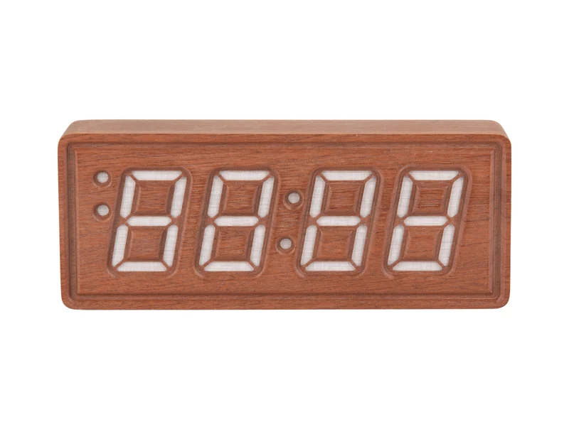 Karlsson Solid Wood Engraved KA6024DW Wecker Dunkelholz • LED-Gravurdisplay • Massivholz Sapelé