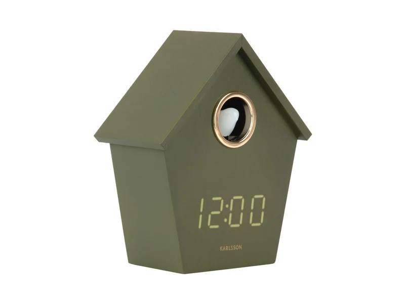 Karlsson Riqueza Cuckoo LED KA6124GR Wecker Luxusgrün • Kuckuck mit LED-Licht • Digitales Display