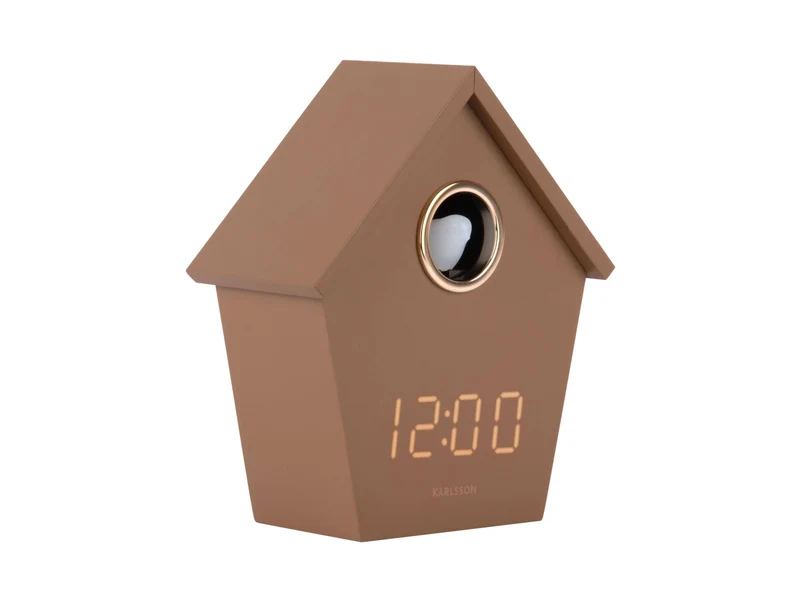 Karlsson Riqueza Cuckoo LED KA6124BR Wecker Mocca-Braun • LED-Digital-Anzeige • USB-betrieben