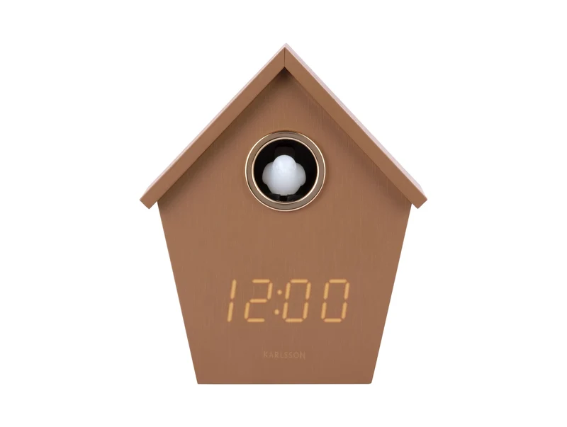 Karlsson Riqueza Cuckoo LED KA6124BR Wecker Mocca-Braun • LED-Digital-Anzeige • USB-betrieben