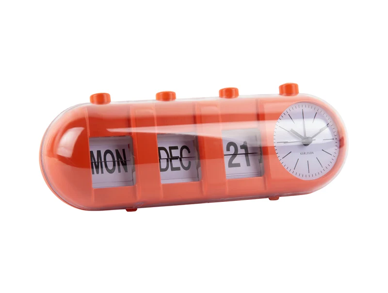 Karlsson Retro Tube Calendar Flip KA6045OR Wecker Orange • Klappzahlen-Kalender • Retro-Design