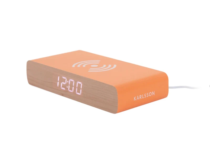Karlsson Retro Flat LED KA6039OR Wecker Leuchtorange • LED-Digitalanzeige • USB-Ladefunktion