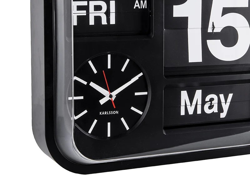Karlsson Big Flip KA4200 Wanduhr Schwarz • Klappzahlen-Anzeige • Retro-Design