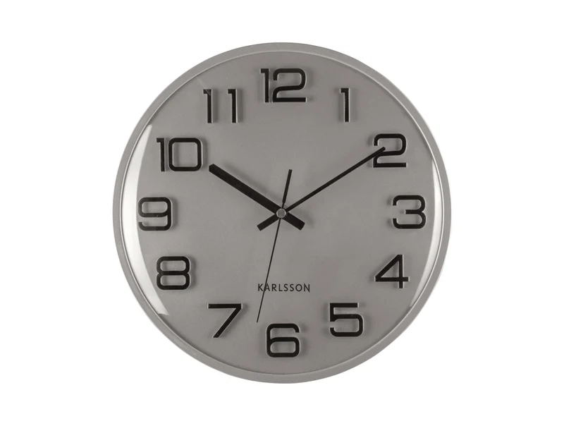 Karlsson 3D Numbers KA6022SI Wanduhr Silber • Geräuschloses Sweep-Uhrwerk • 3D-Ziffern