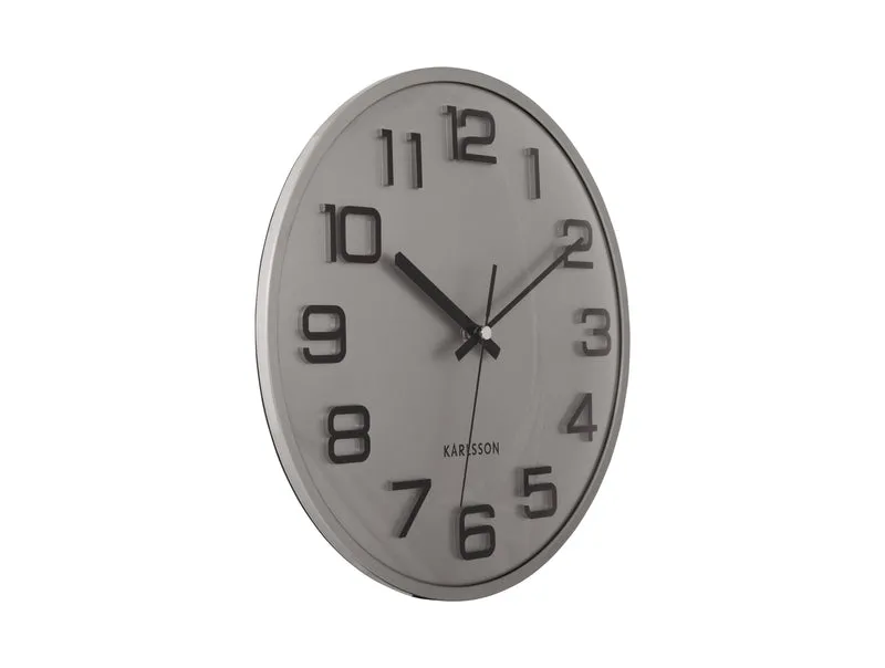 Karlsson 3D Numbers KA6022SI Wanduhr Silber • Geräuschloses Sweep-Uhrwerk • 3D-Ziffern
