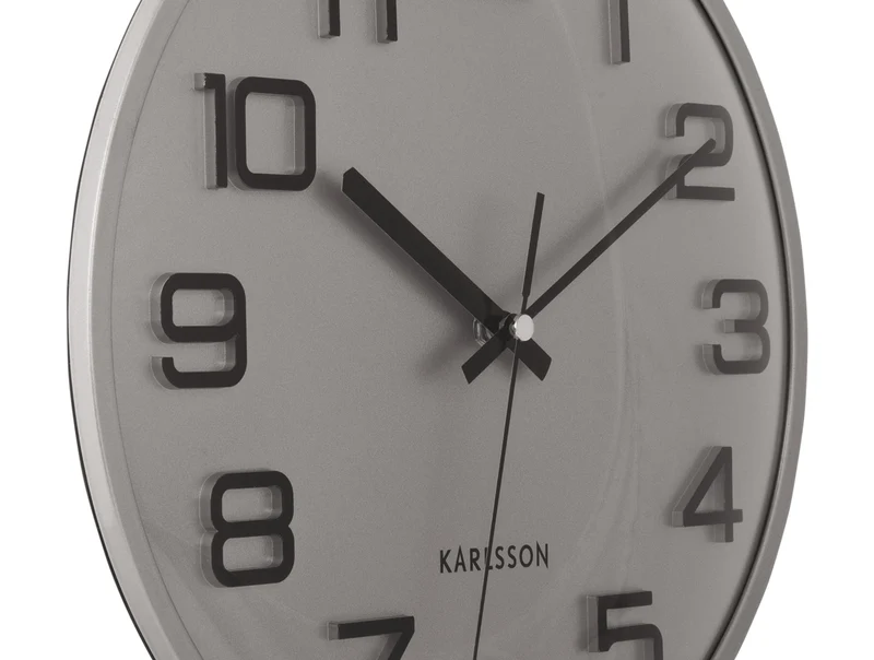 Karlsson 3D Numbers KA6022SI Wanduhr Silber • Geräuschloses Sweep-Uhrwerk • 3D-Ziffern