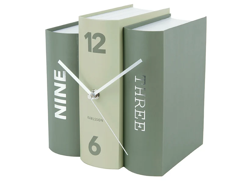 Karlsson Book KA5756GR Tischuhr Grün • Bücher-Design • Quarzwerk