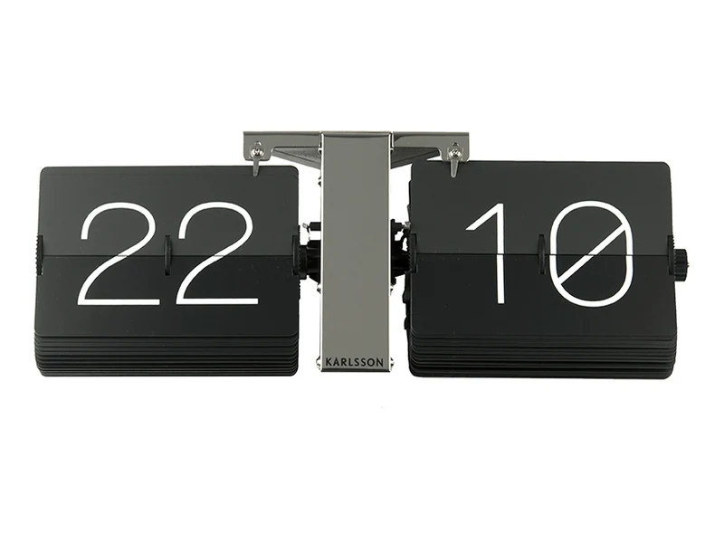 Karlsson No Case KA5601BK Tischuhr Schwarz • Klappzahlen-Mechanismus • Tisch- und Tischuhr