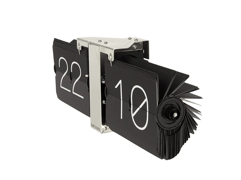 Karlsson No Case KA5601BK Tischuhr Schwarz • Klappzahlen-Mechanismus • Tisch- und Tischuhr