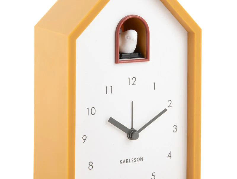 Karlsson Modern Cuckoo KA6015YE Wecker • Kuckucksruf • ABS-Gehäuse
