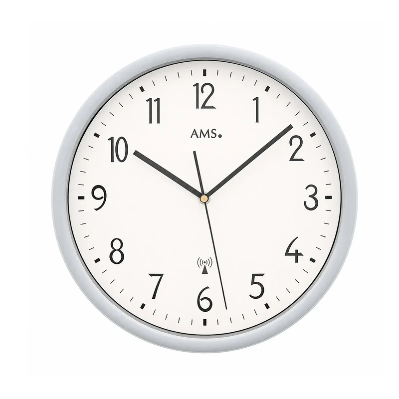 AMS Funk F5576MG Wanduhr • Präzises Funkwerk • Gehäuse in Holzoptik