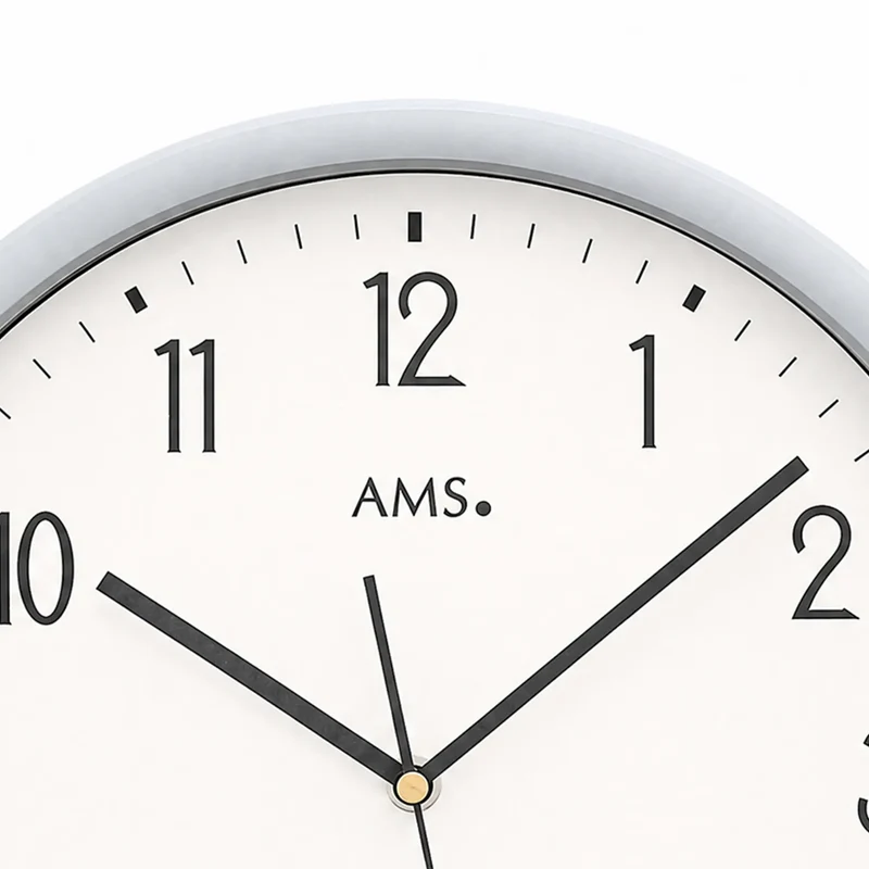 AMS Funk F5576MG Wanduhr • Präzises Funkwerk • Gehäuse in Holzoptik