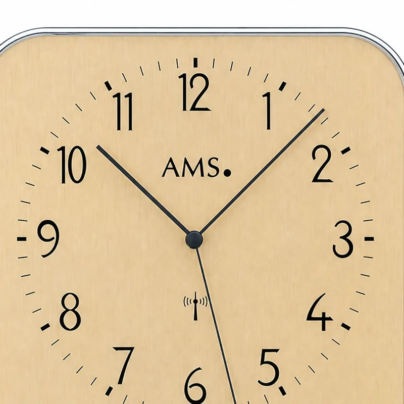 AMS Funk F5891M Wanduhr • Analog & Digital • Messing