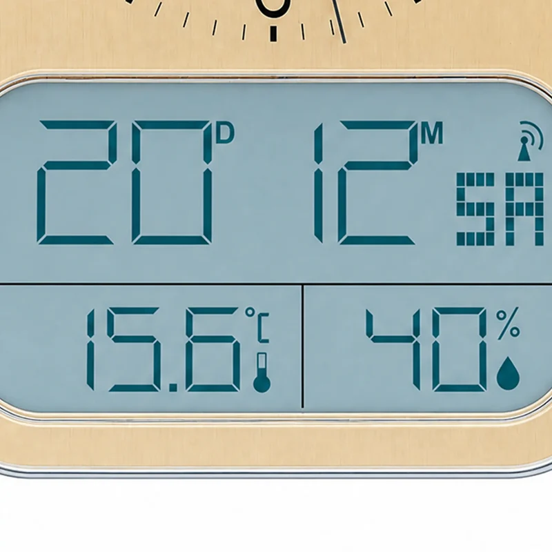 AMS Funk F5891M Wanduhr • Analog & Digital • Messing