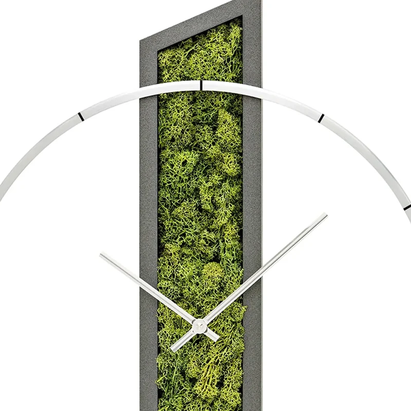 AMS Design W9605 Wanduhr • Holzgehäuse mit Moos-Einlage • Geräuschloses Quarzwerk