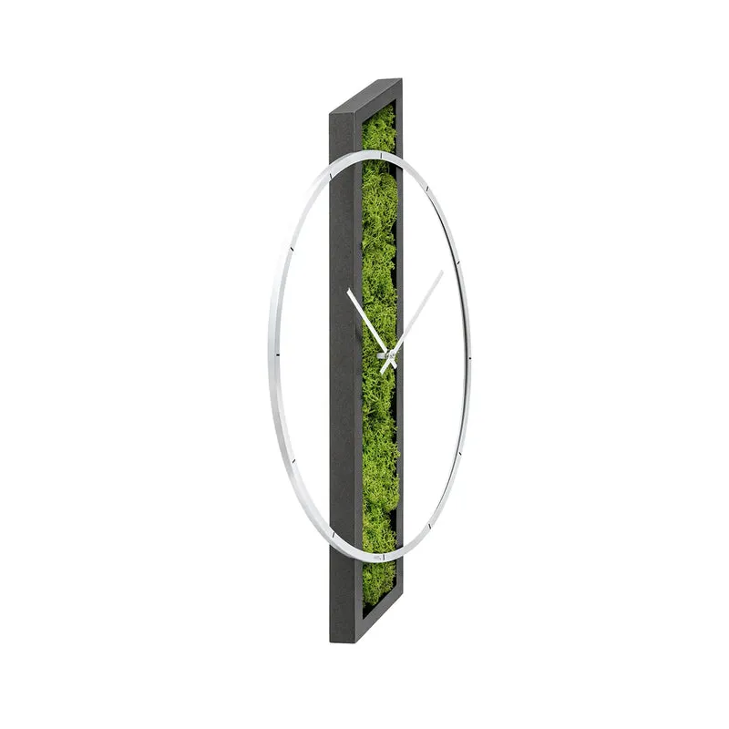 AMS Design W9605 Wanduhr • Holzgehäuse mit Moos-Einlage • Geräuschloses Quarzwerk