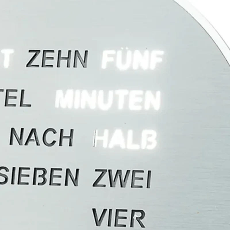 AMS Design T1295 Tisch- & Wanduhr • LED-Wortanzeige • Alu-Optik