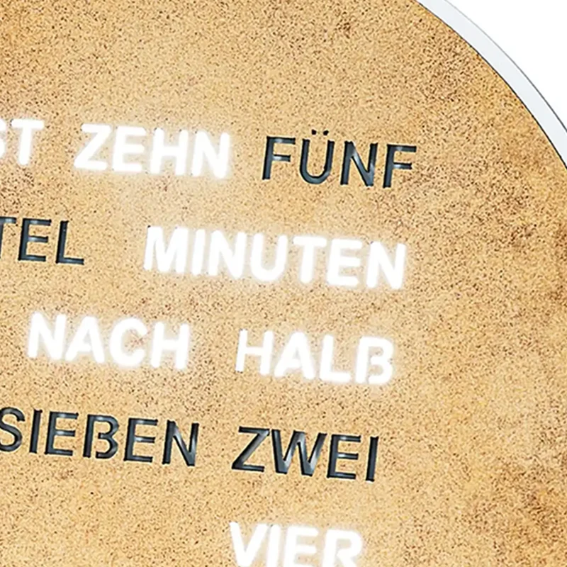 AMS Wortuhr T1291 Tischuhr • Zeitanzeige in Worten • Altmessing-Optik