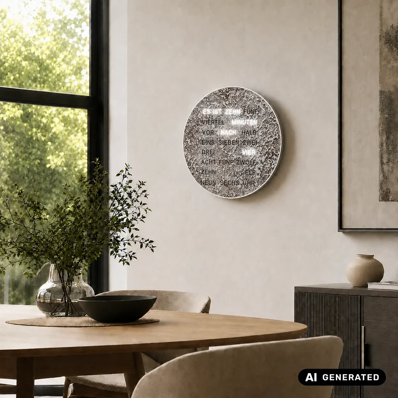 AMS Design T1289 LED-Wortuhr • Zeit in Worten • Metallic