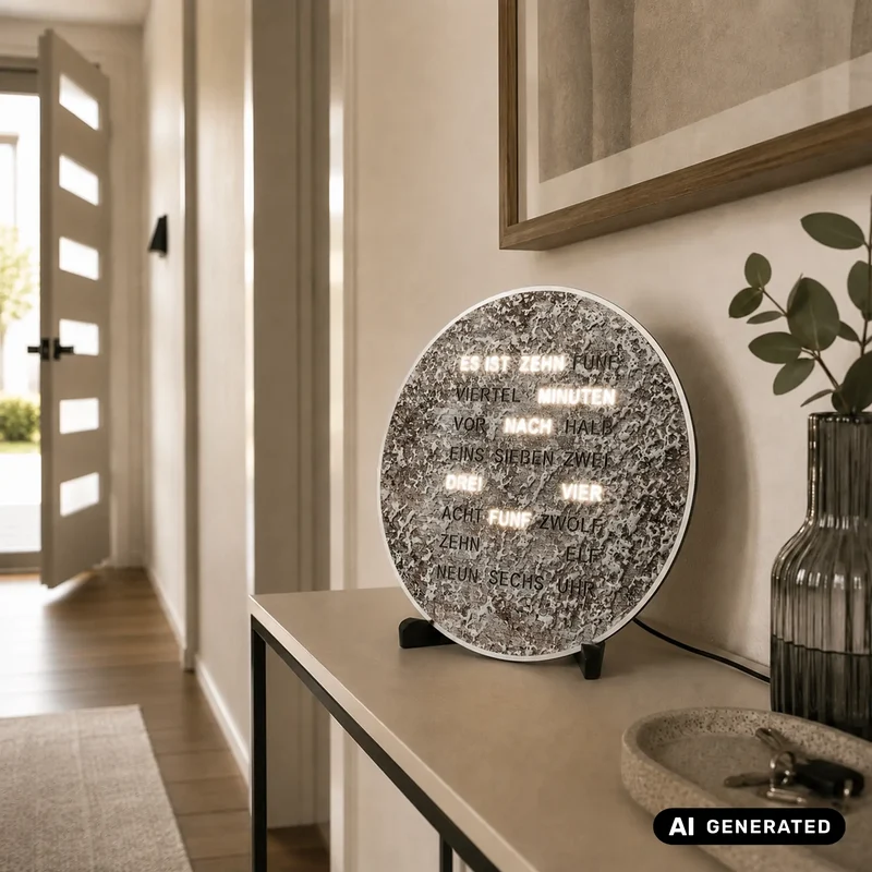 AMS Design T1289 LED-Wortuhr • Zeit in Worten • Metallic
