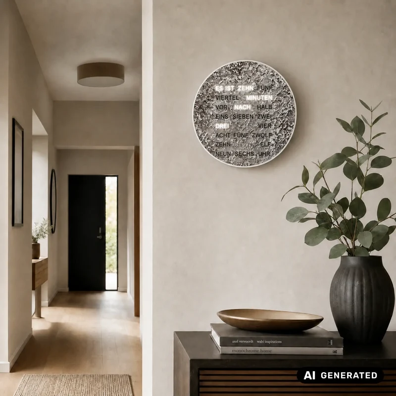 AMS Design T1289 LED-Wortuhr • Zeit in Worten • Metallic