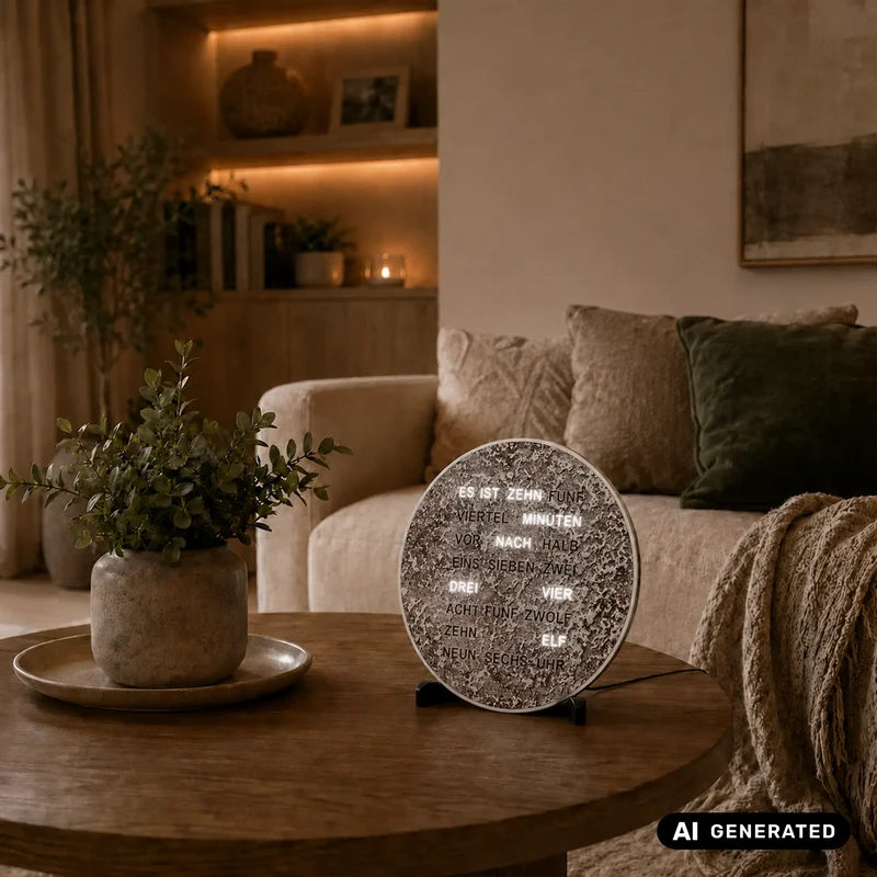 AMS Design T1289 LED-Wortuhr • Zeit in Worten • Metallic